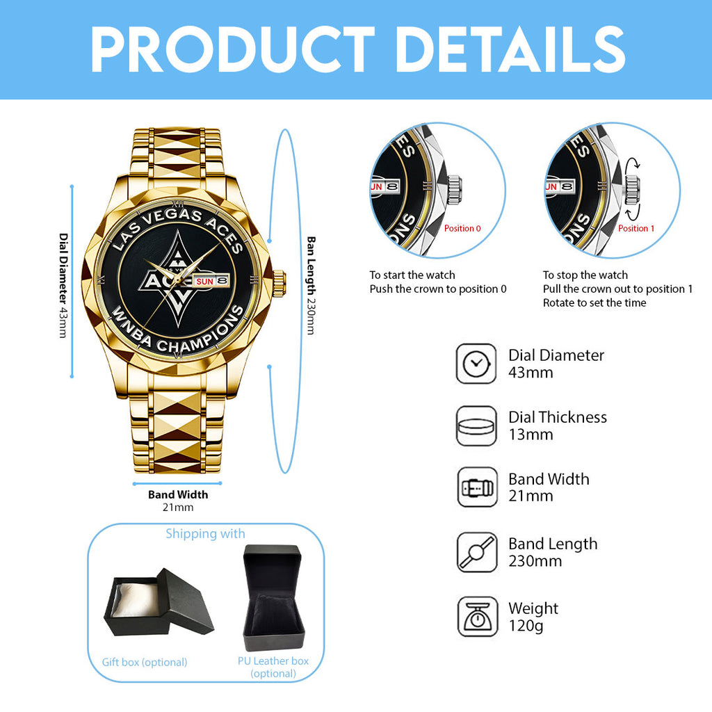 Las Vegas Aces 2025 WNBA Champions Alloy Luxury Quartz Watch – TMTHU1446