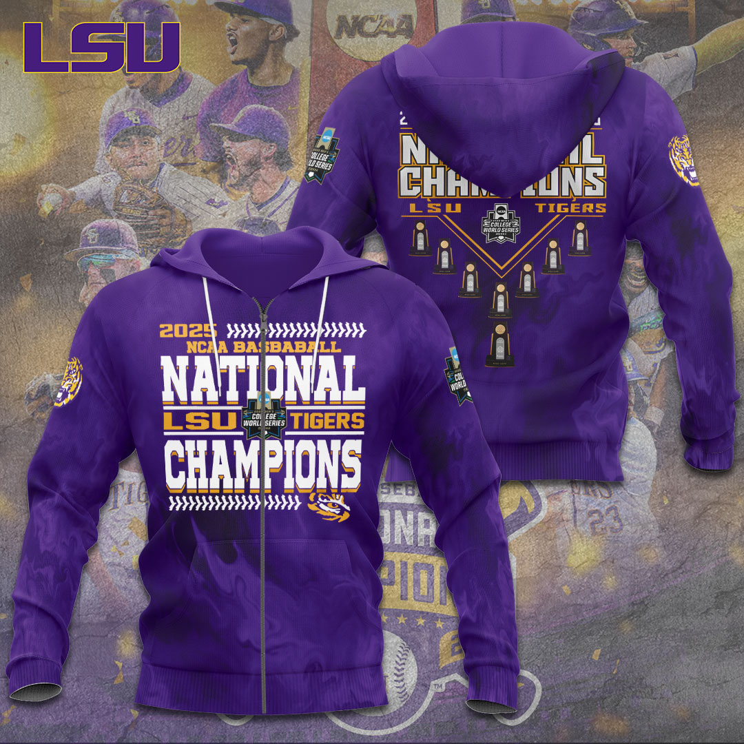 LSU Tigers Baseball 2025 National Champions 3D Apparel – TANTN 13919