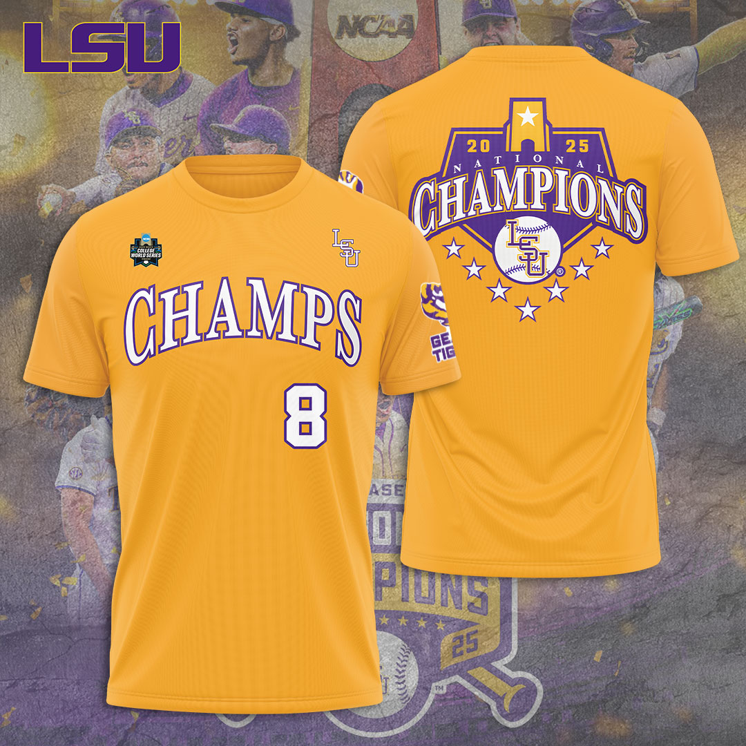LSU Tigers Baseball 2025 National Champions 3D Apparel – TANTN 14094