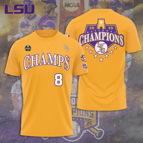 LSU Tigers Baseball 2025 National Champions 3D Apparel – TANTN 14094