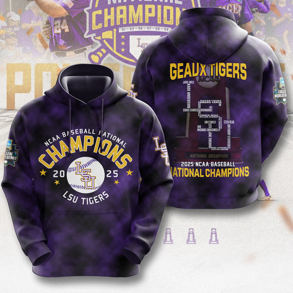 LSU Tigers Baseball 2025 National Champions 3D Apparel – MAITM 11831