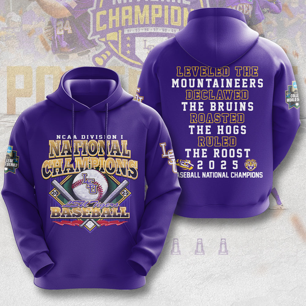 LSU Tigers Baseball 2025 National Champions 3D Apparel – MAITM 11890