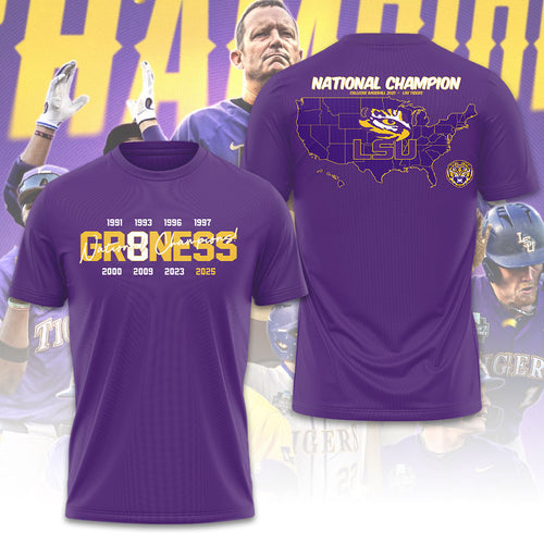 LSU Tigers Baseball 2025 National Champions 3D Apparel – GNE 3789