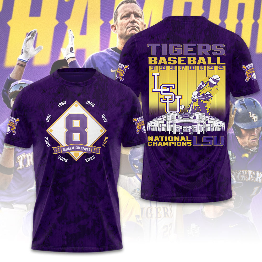 LSU Tigers Baseball 2025 National Champions 3D Apparel – GNE 3798