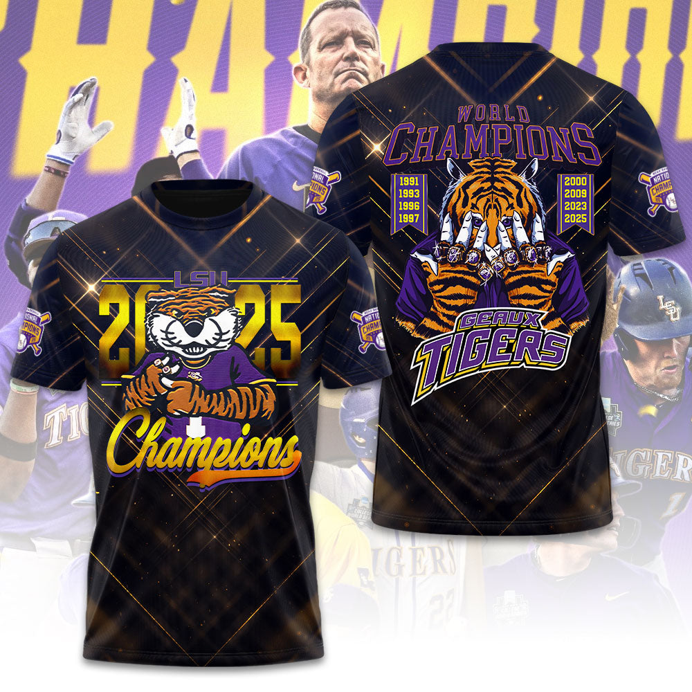 LSU Tigers Baseball 2025 National Champions 3D Apparel – GNE 3871
