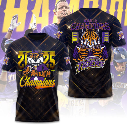 LSU Tigers Baseball 2025 National Champions 3D Apparel – GNE 3871