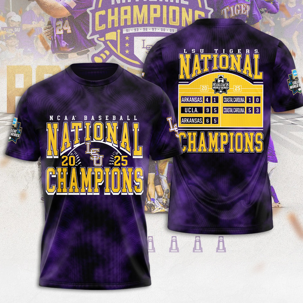 LSU Tigers Baseball 2025 National Champions 3D Apparel – MAITM 11741