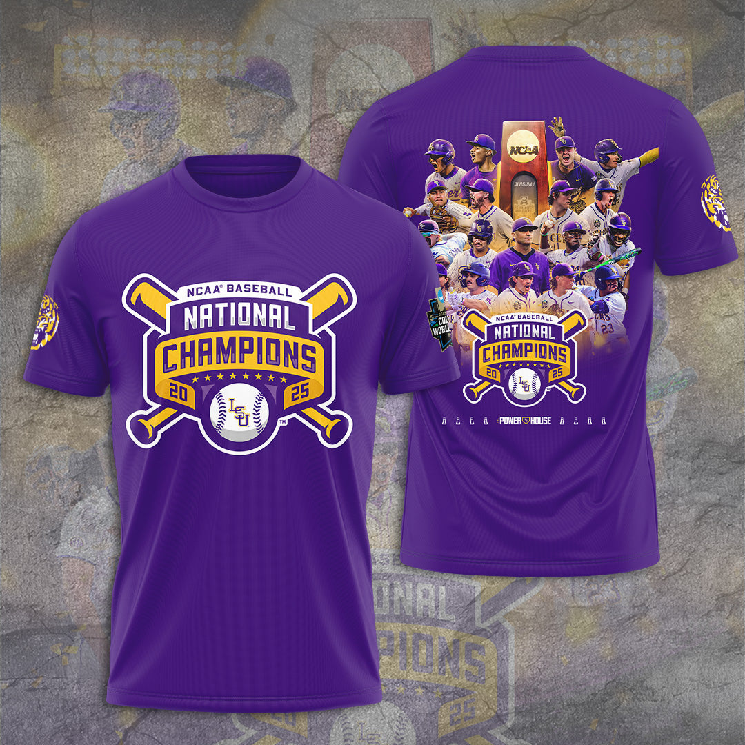 LSU Tigers Baseball 2025 National Champions 3D Apparel – GNE 3810