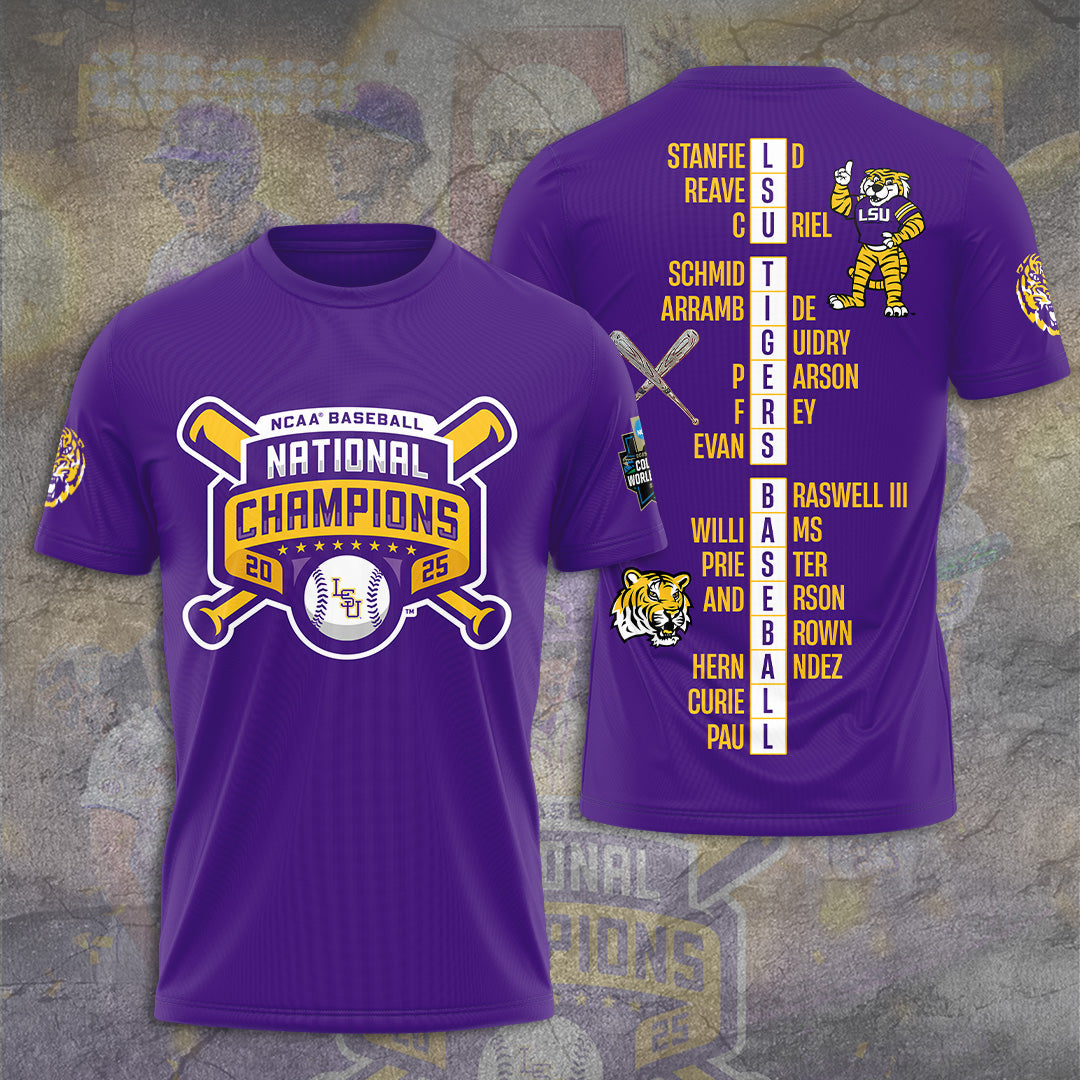 LSU Tigers Baseball 2025 National Champions 3D Apparel – GNE 3811