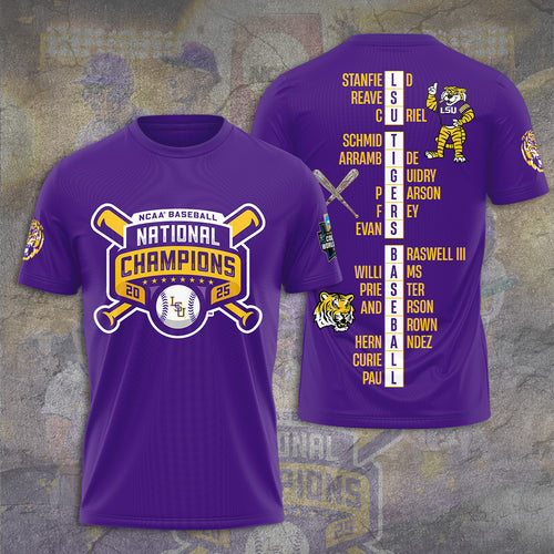 LSU Tigers Baseball 2025 National Champions 3D Apparel – GNE 3811