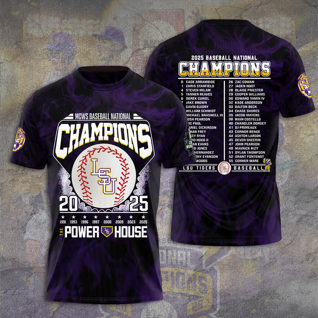 LSU Tigers Baseball 2025 National Champions 3D Apparel – TANTN 13984