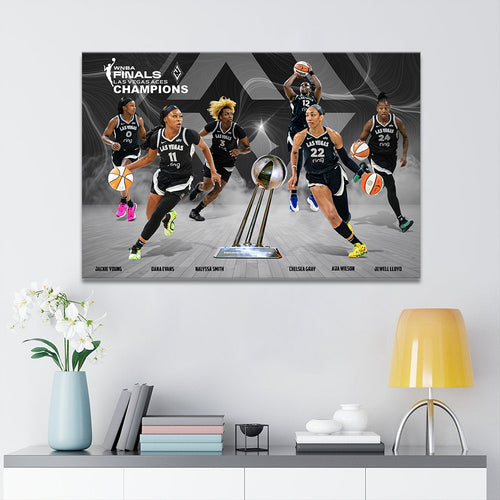 Las Vegas Aces 2025 WNBA Champions Rectangle Canvas With Inner Frame – MAITM13358
