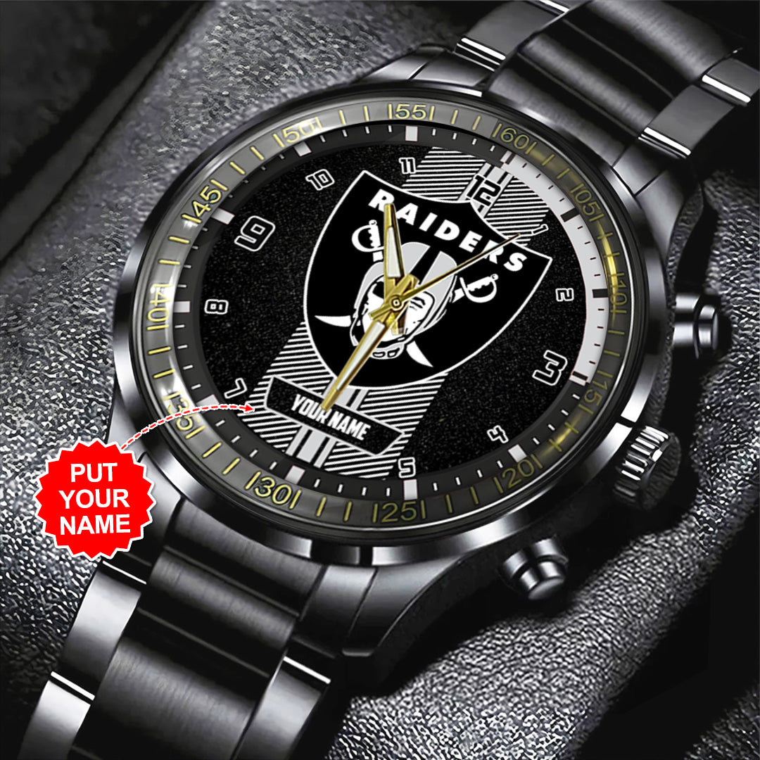 Personalized Las Vegas Raiders Black Stainless Steel Watch – TANTN16022