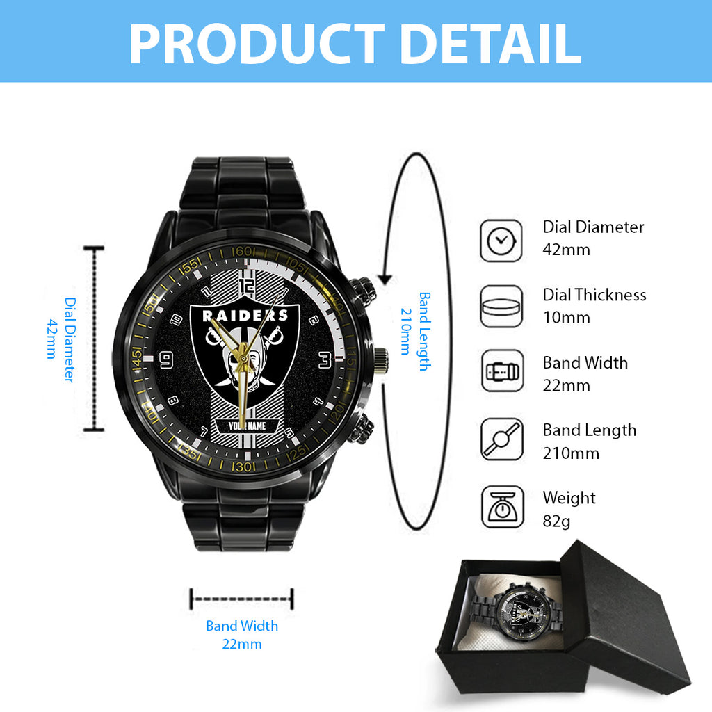Personalized Las Vegas Raiders Black Stainless Steel Watch – TANTN16022