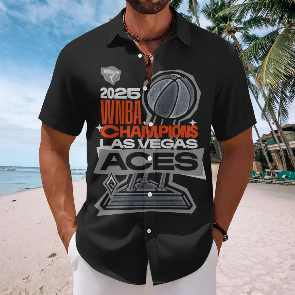Las Vegas Aces 2025 WNBA Finals Champions Short Sleeve Button-Down Shirt – HOATT13971