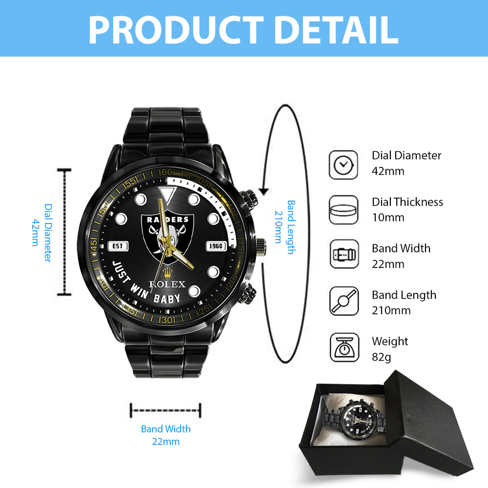 Las Vegas Raiders x Rolex Black Stainless Steel Watch – MAITM13236