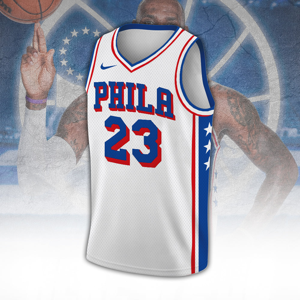 LeBron James x Philadelphia 76ers V-Neck Basketball Jersey – TANTN24499