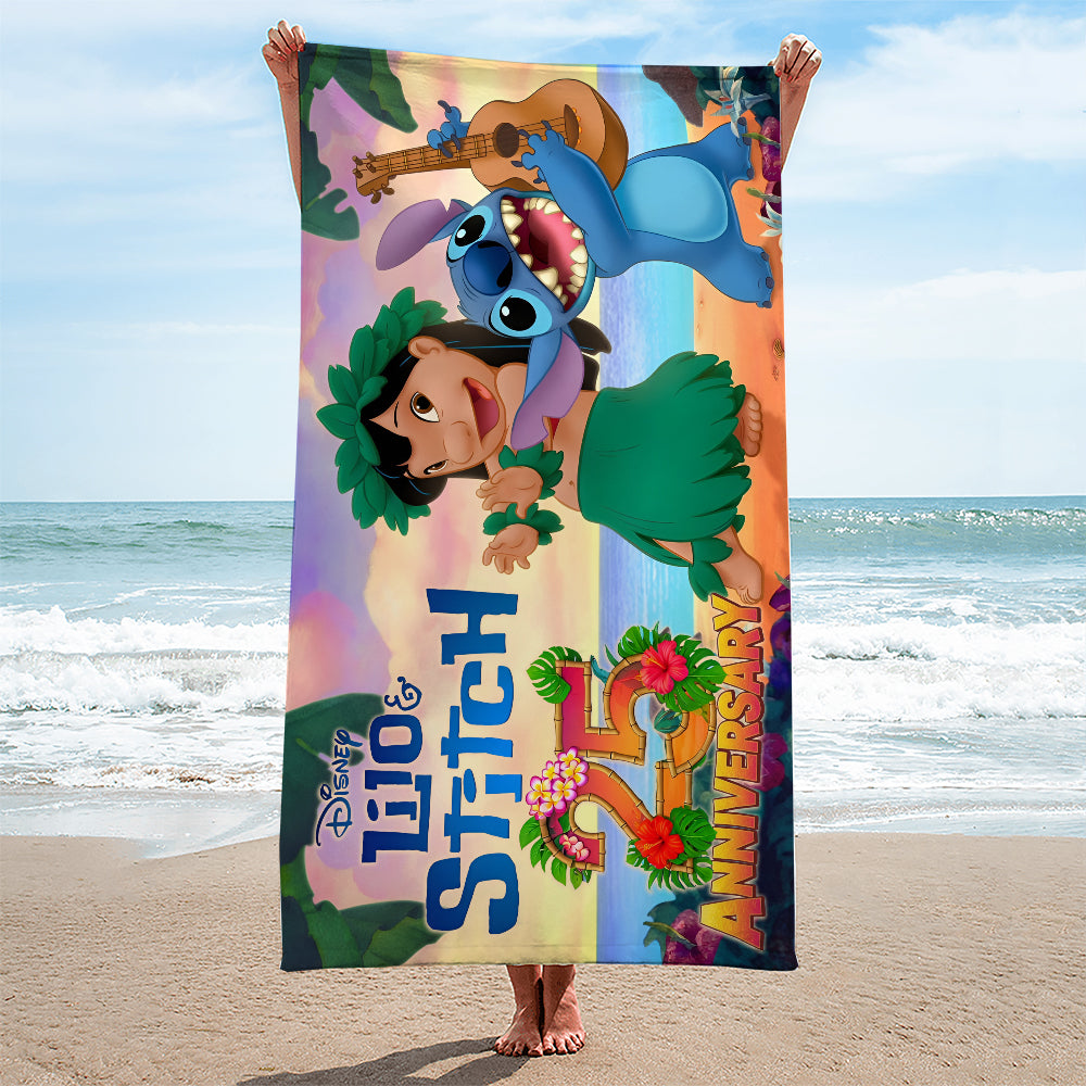 Lilo and Stitch 25th Anniversary Rectangle Beach Towel – TMTHU7037