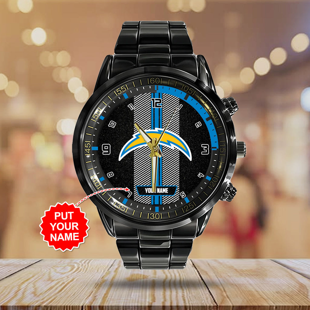 Personalized Los Angeles Chargers Black Stainless Steel Watch – TANTN16024