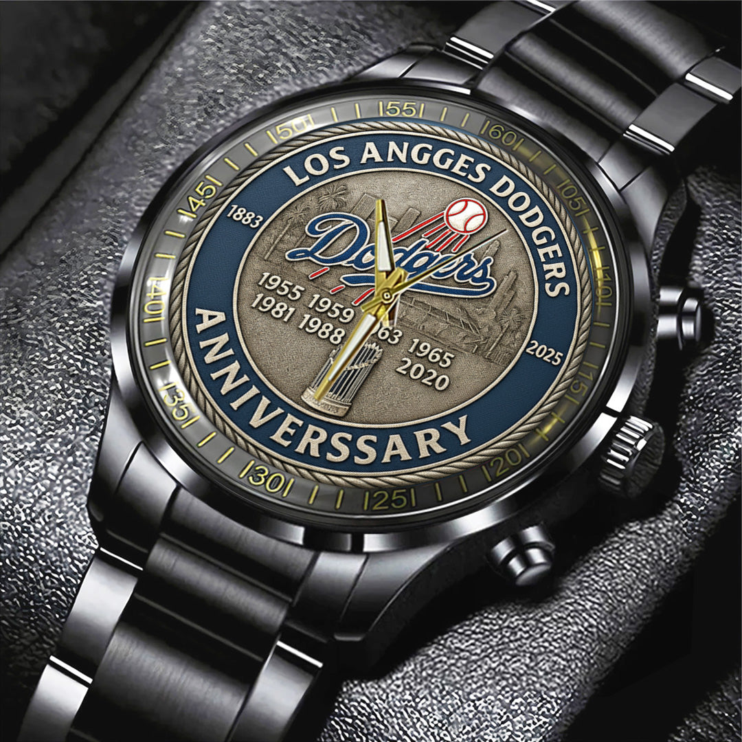 Los Angeles Dodgers 2025 Black Stainless Steel Watch – TANTN16144