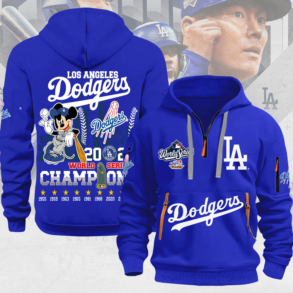 Los Angeles Dodgers 2025 World Series Champions 2D Quarter Zip Hoodie – MAITM13638