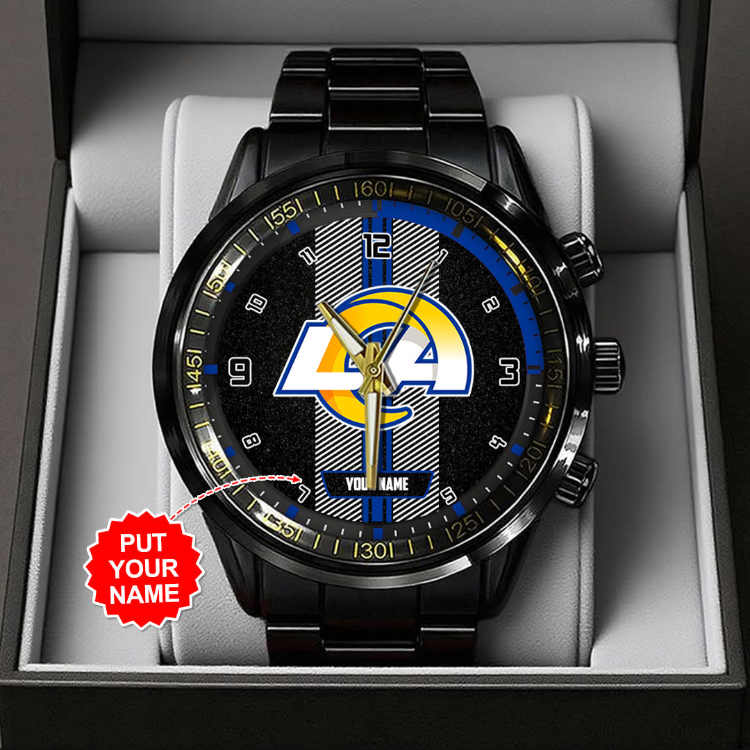 Personalized Los Angeles Rams Black Stainless Steel Watch – TANTN16017