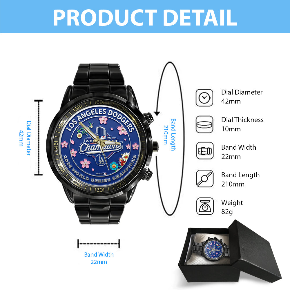 Los Angeles Dodgers Black Stainless Steel Watch – TMTHU1907