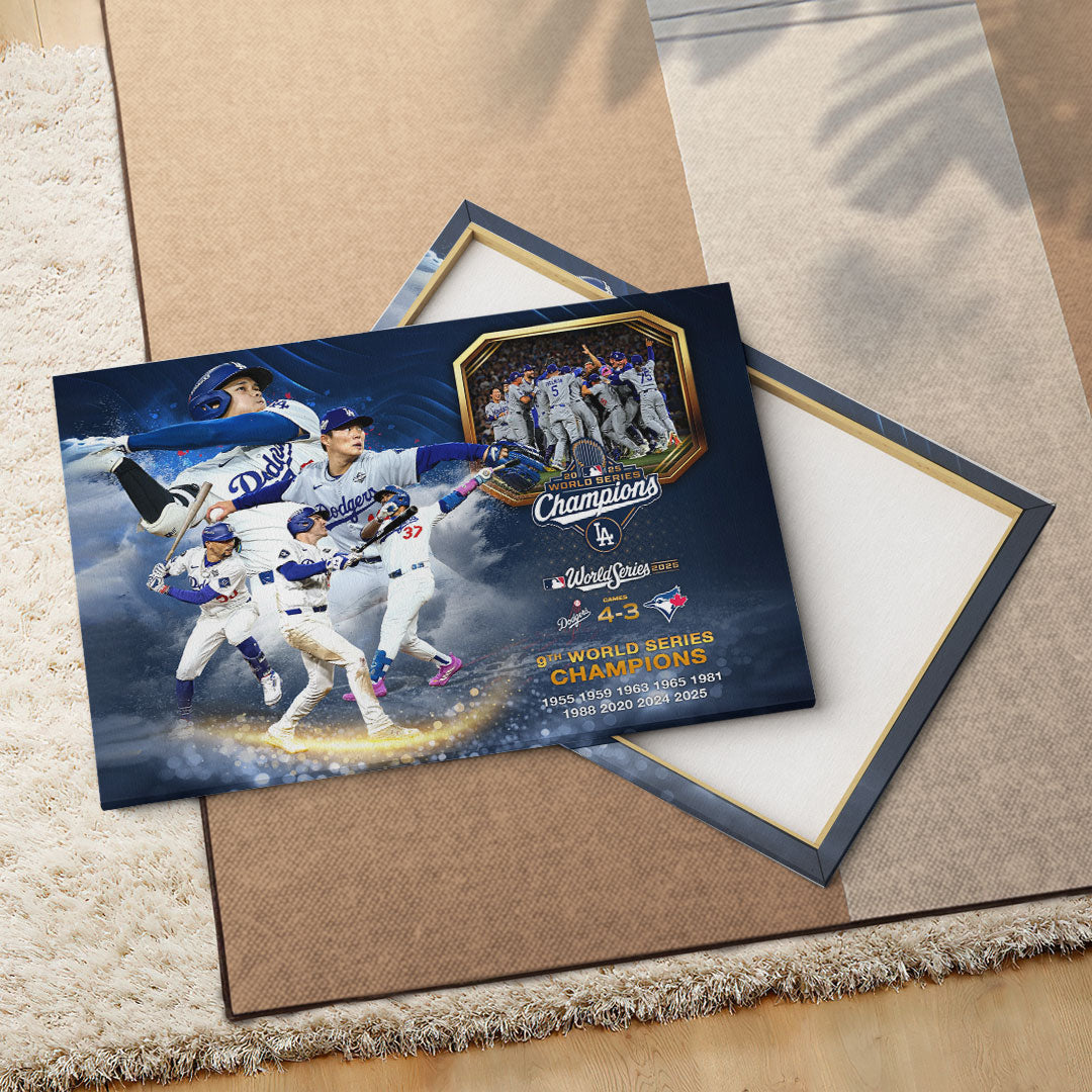 Los Angeles Dodgers 2025 World Series Champions Rectangle Canvas With Inner Frame – HOATT14261
