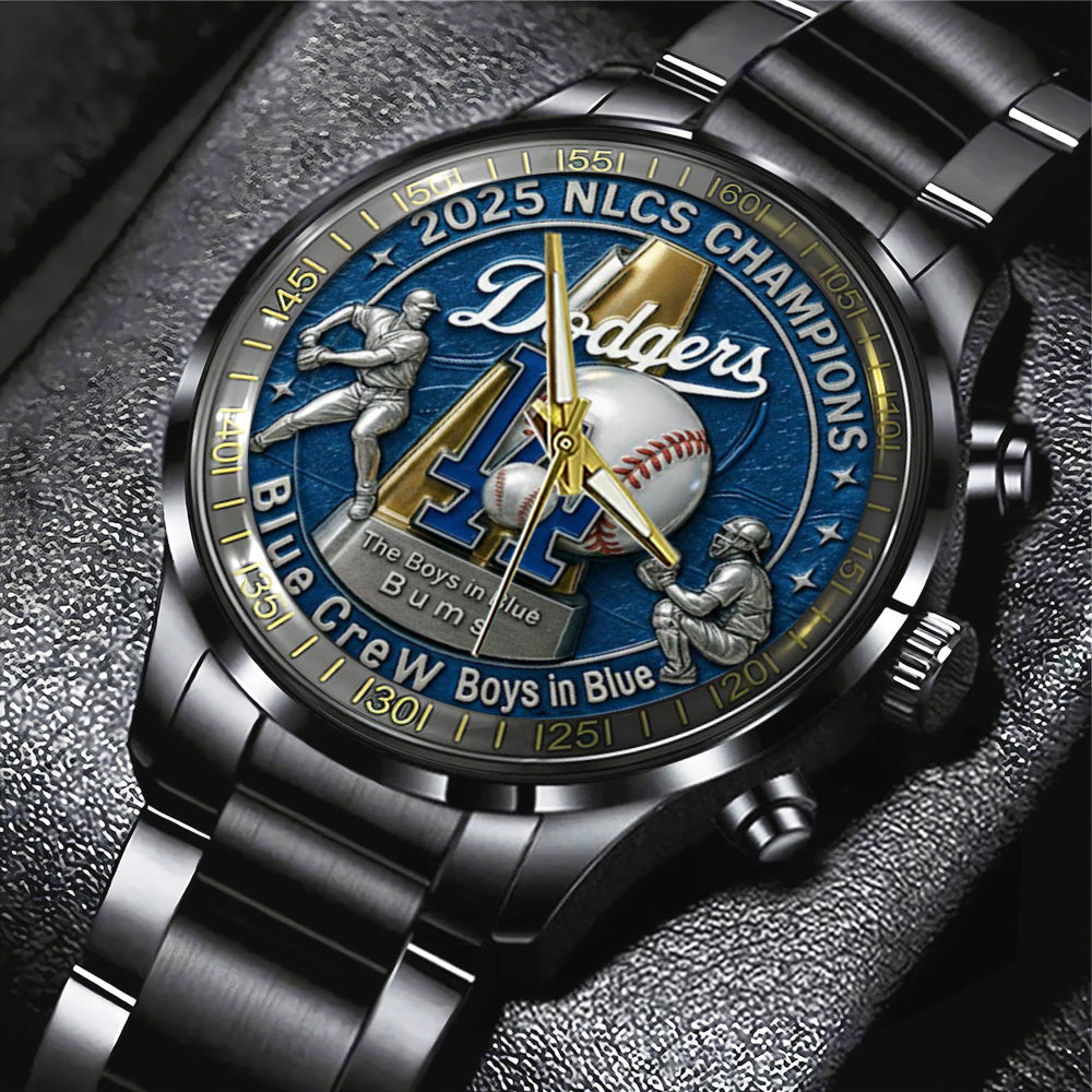 Los Angeles Dodgers 2025 National League Champions Black Stainless Steel Watch – TANTN17714