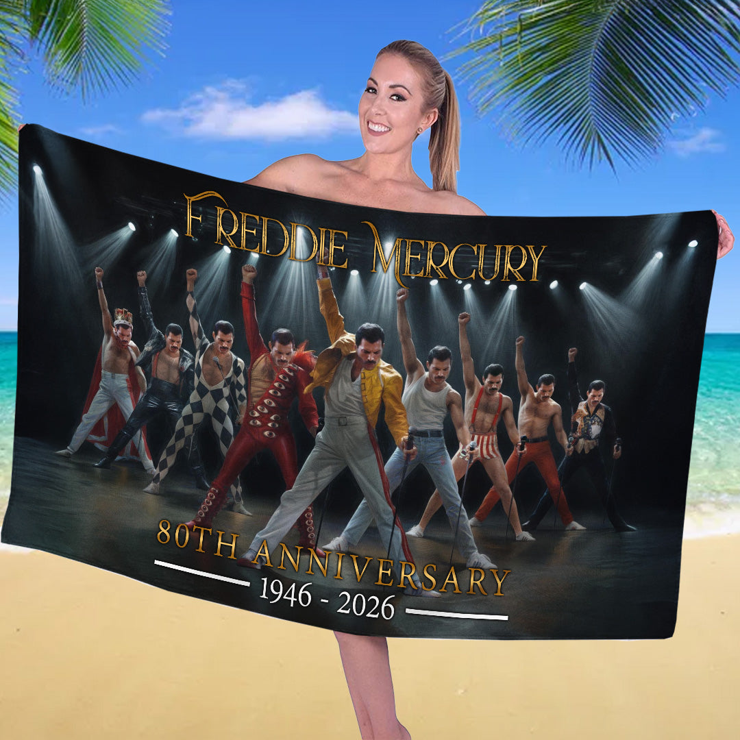 Freddie Mercury 80th Anniversary Rectangle Beach Towel – MAITM14347