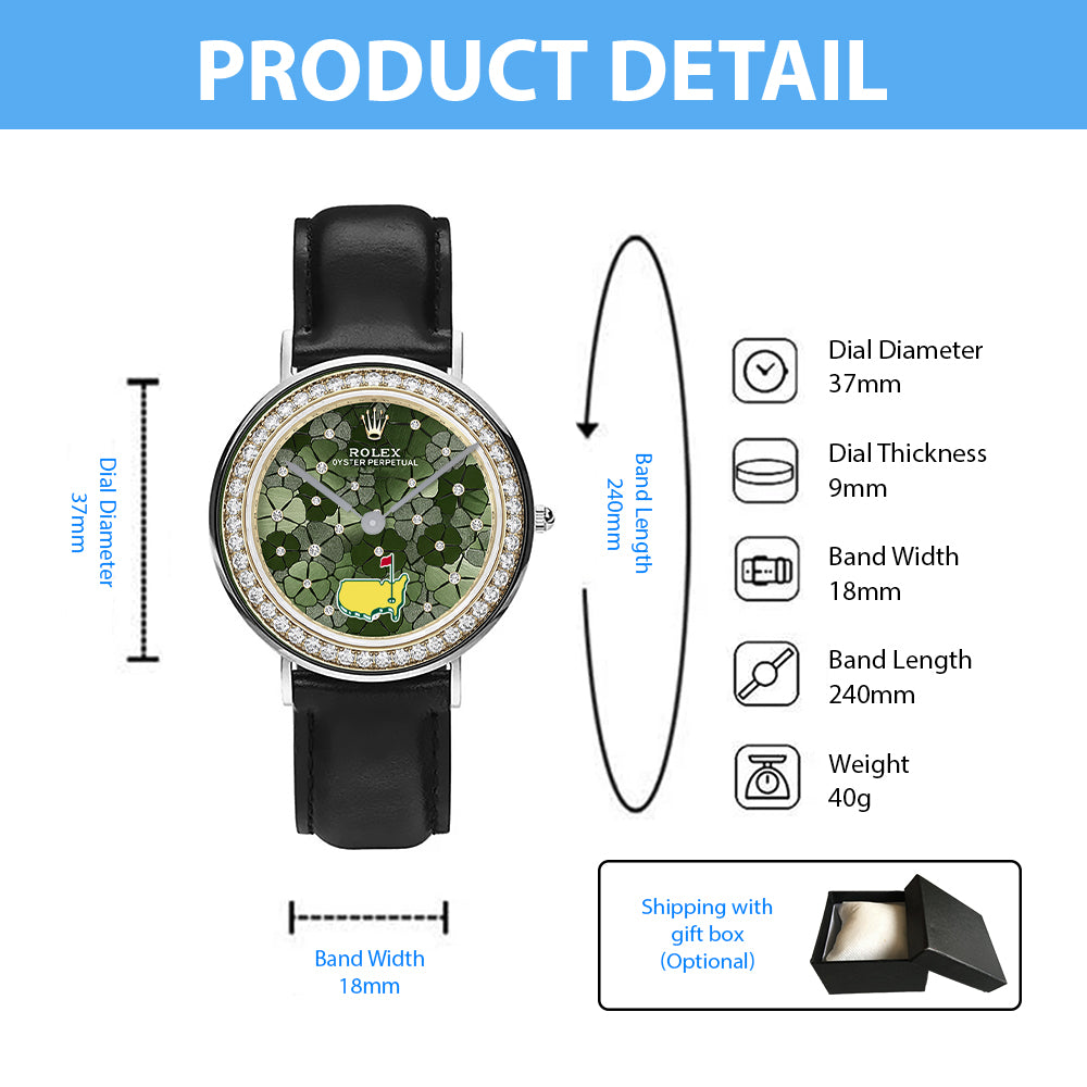 Masters Tournament x Rolex Black Stitched Leather Watch – MAITM15104