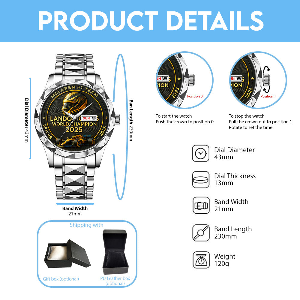 McLaren x Lando Norris World Champions 2025 Alloy Luxury Quartz Watch – TANTN19229