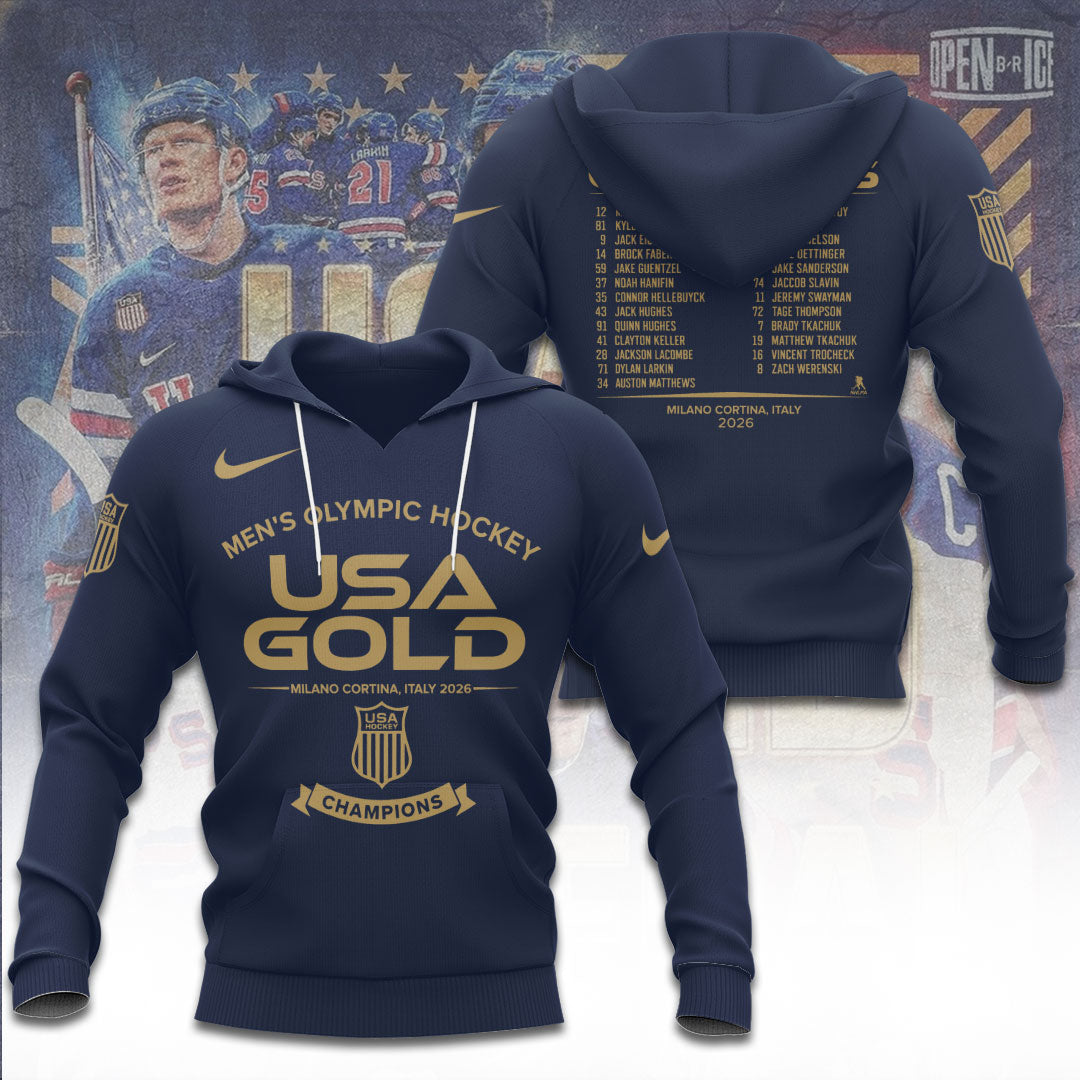 USA Men's Hockey 2026 Winter Olympics Gold Medal 3D Apparel – TANTN21160