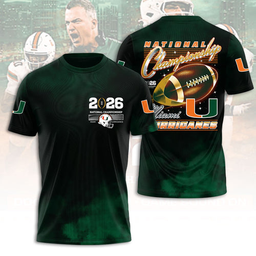 Miami Hurricanes Football 2026 National Championship 3D Apparel – HOATT15727