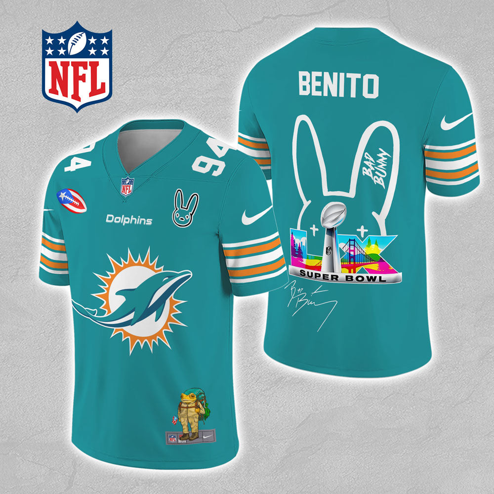 Miami Dolphins x Bad Bunny 3D Football Jersey – MAITM13318