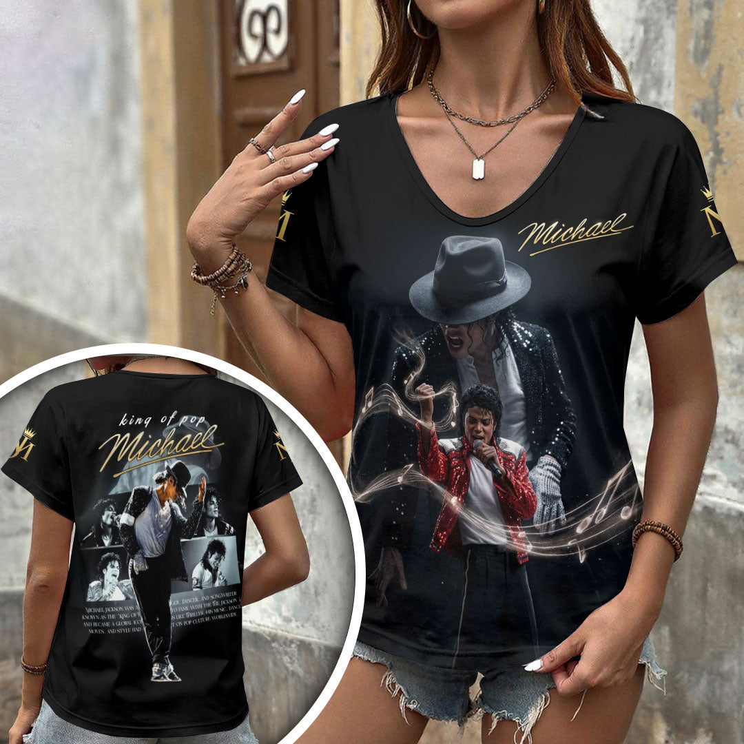 Michael Jackson 3D Women's V-Neck T-Shirt – HOATT19102