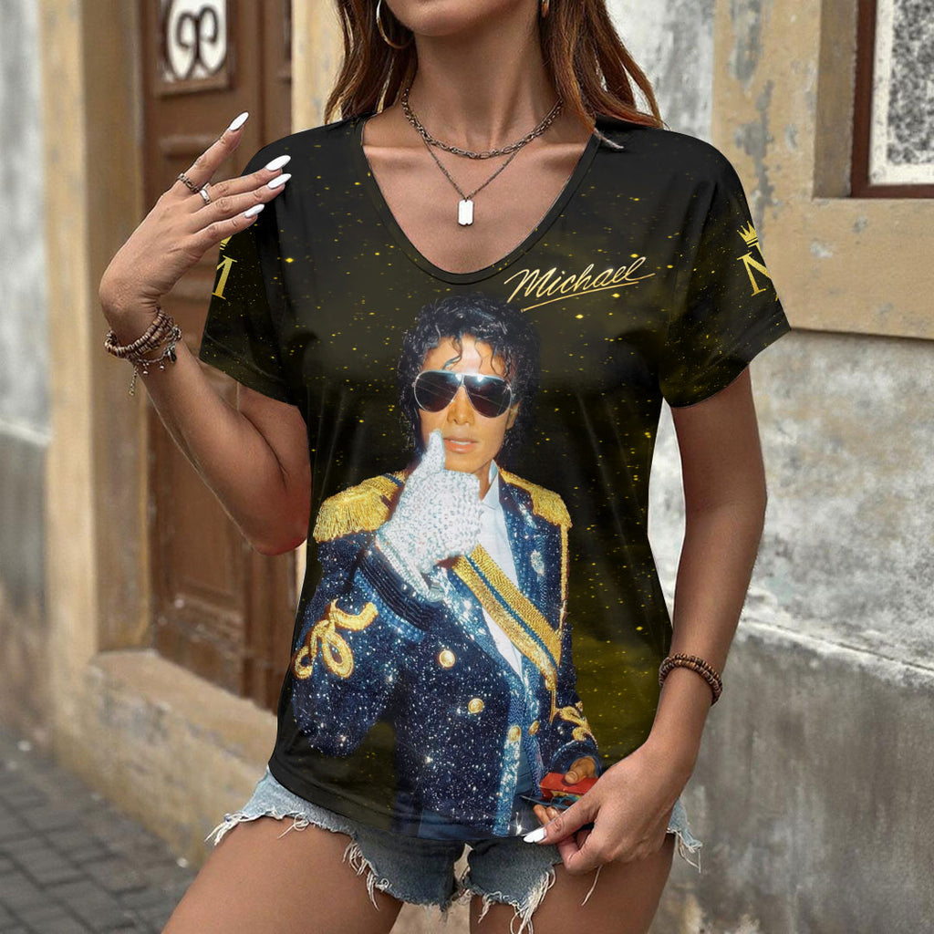 Michael Jackson 3D Women's V-Neck T-Shirt – HOATT19689