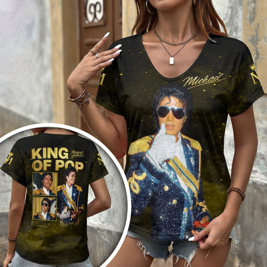 Michael Jackson 3D Women's V-Neck T-Shirt – HOATT19689