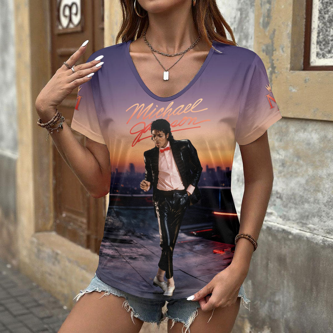 Michael Jackson 3D Women's V-Neck T-Shirt – HOATT20198