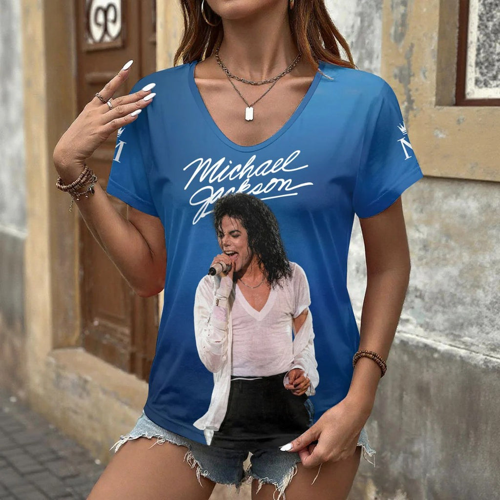 Michael Jackson 3D Women's V-Neck T-Shirt – HOATT20666