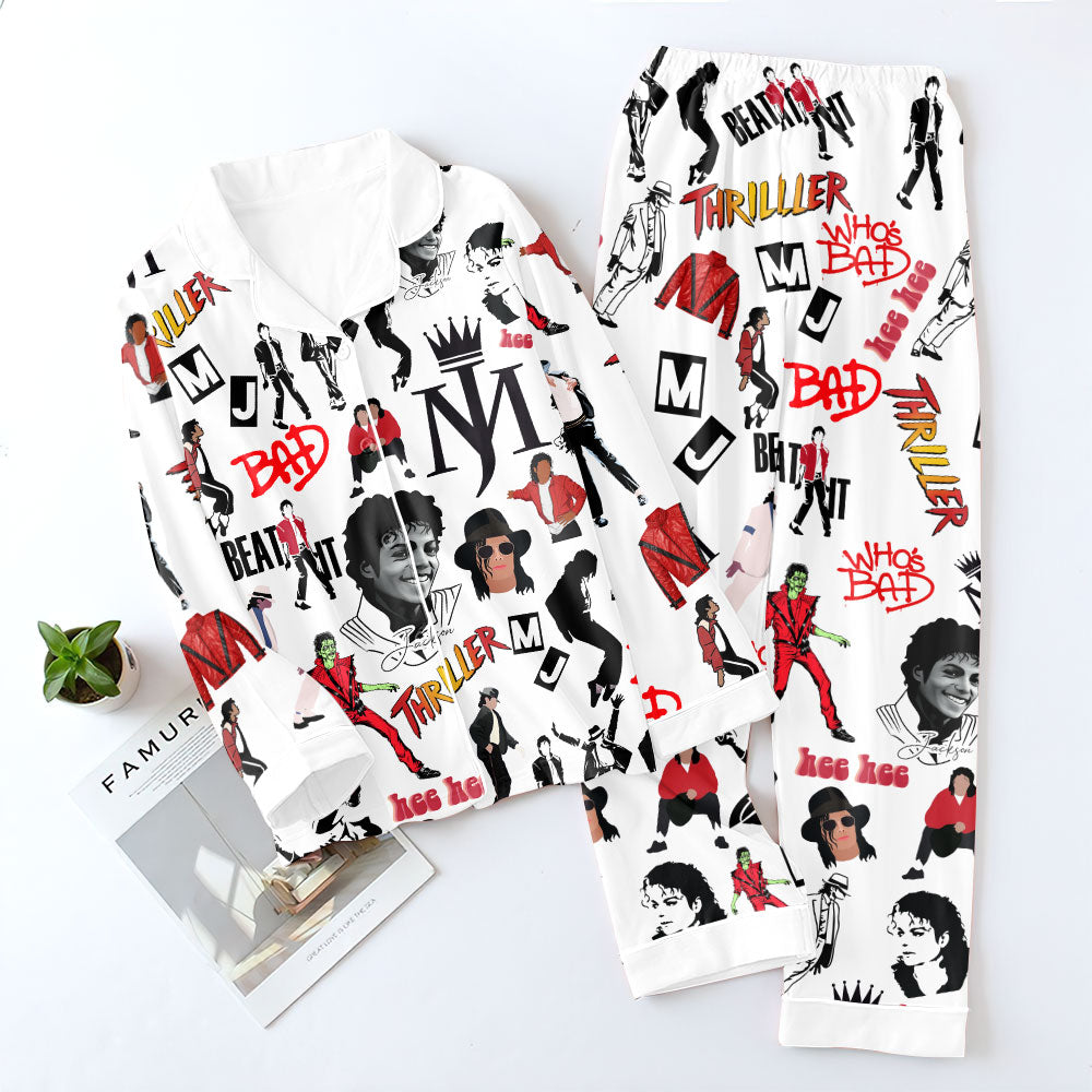 Michael Jackson Satin Pajama Set with Piping – TMTHU7701