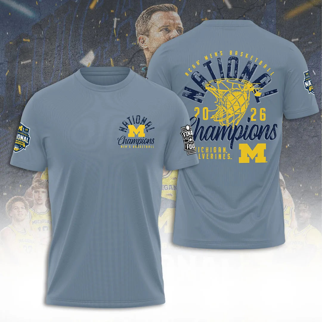 Michigan Wolverines 2026 Men's Basketball National Champions 3D Apparel – TANTN22130