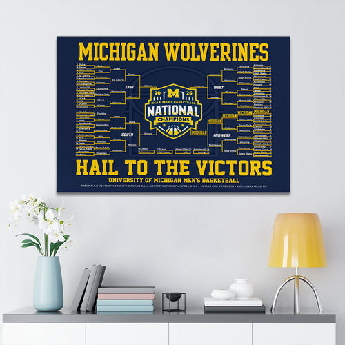 Michigan Wolverines 2026 Men's Basketball National Champions Rectangle Canvas With Inner Frame – HOATT17320
