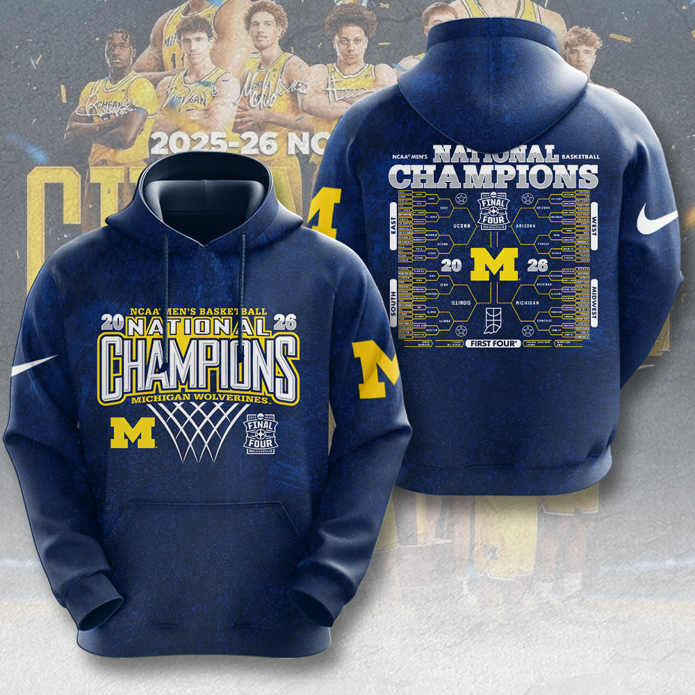 Michigan Wolverines 2026 NCAA Men's Basketball National Champs 3D Apparel – TMTHU4962