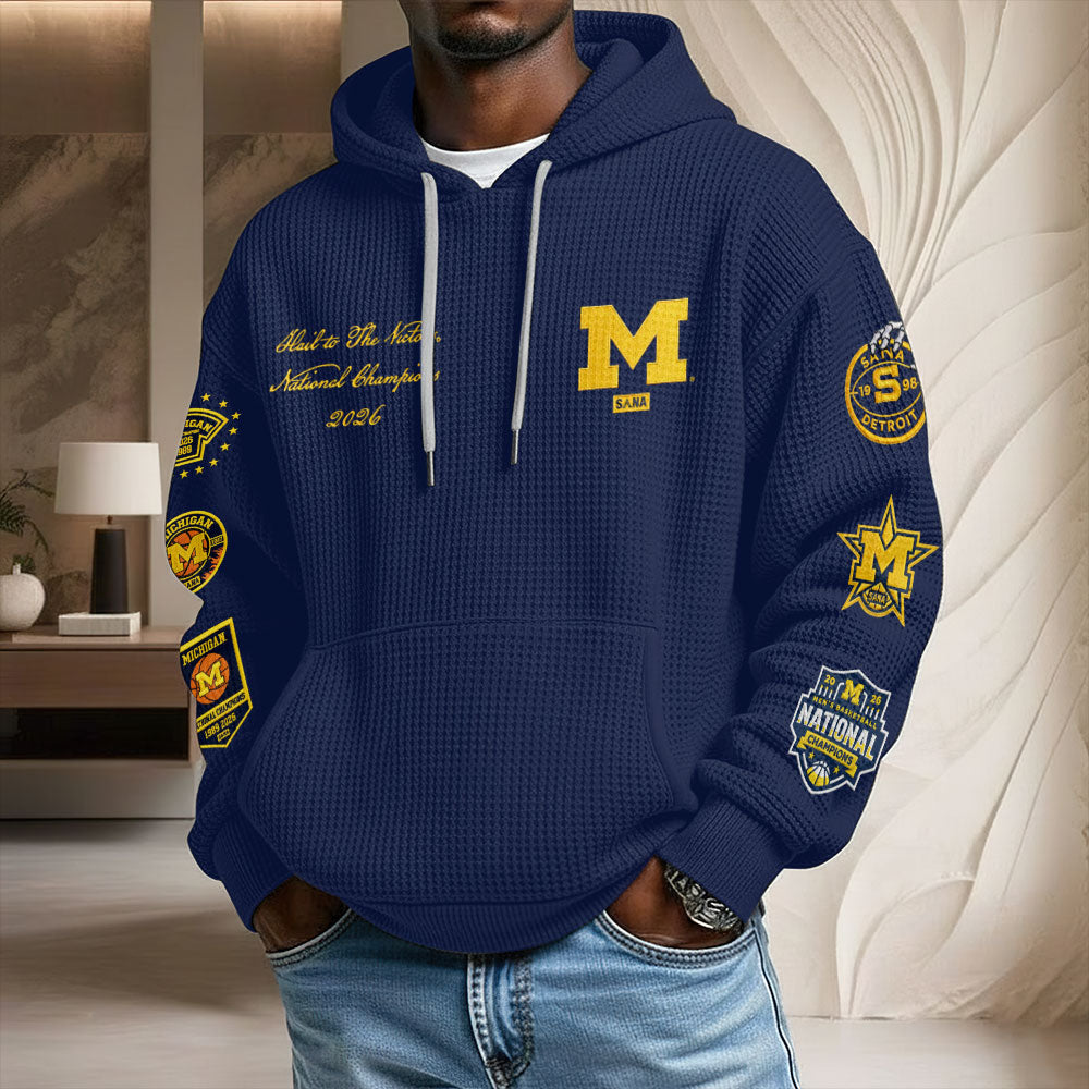 Michigan Wolverines 2026 NCAA Men's Basketball National Champs 3D Unisex Waffle Hoodie – TMTHU5365