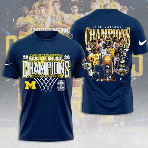 Michigan Wolverines 2026 NCAA Men's Basketball National Champs 3D Apparel – TMTHU4961