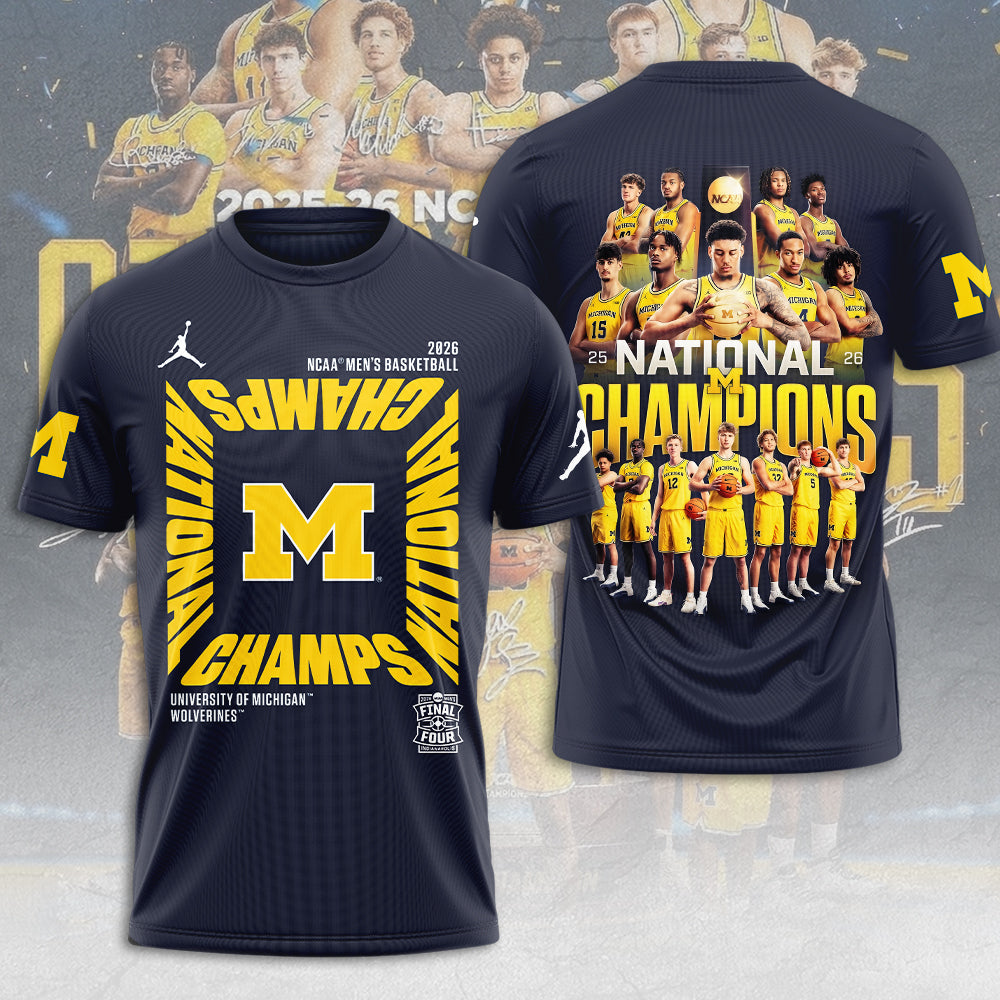 Michigan Wolverines 2026 NCAA Men's Basketball National Champs 3D Apparel – TMTHU4964