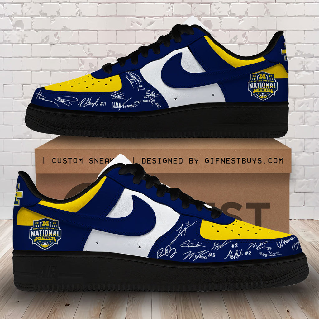 Michigan Wolverines 2026 NCAA Men's Basketball National Champs AF1 Sneaker – TMTHU5119