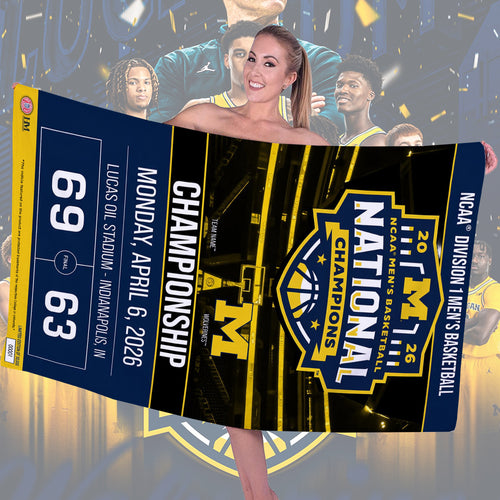 Michigan Wolverines 2026 NCAA Men's Basketball National Champs Rectangle Beach Towel – TMTHU4958
