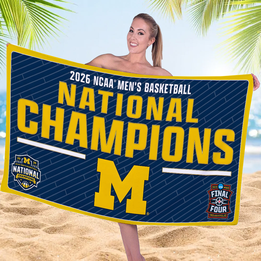 Michigan Wolverines 2026 NCAA Men's Basketball National Champs Rectangle Beach Towel – TMTHU4965